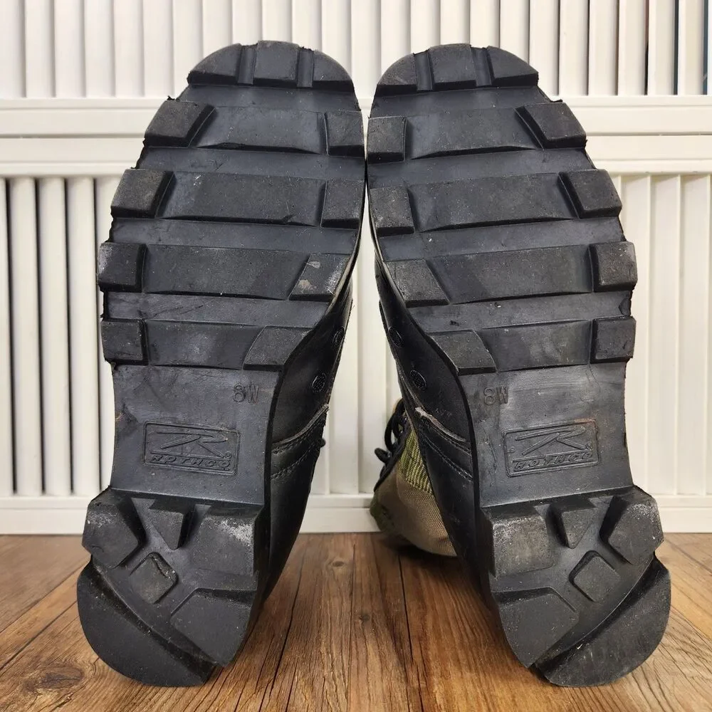 Rothco Jungle Boots Mens Size 8W Wide Green Canvas Black Leather Combat Military